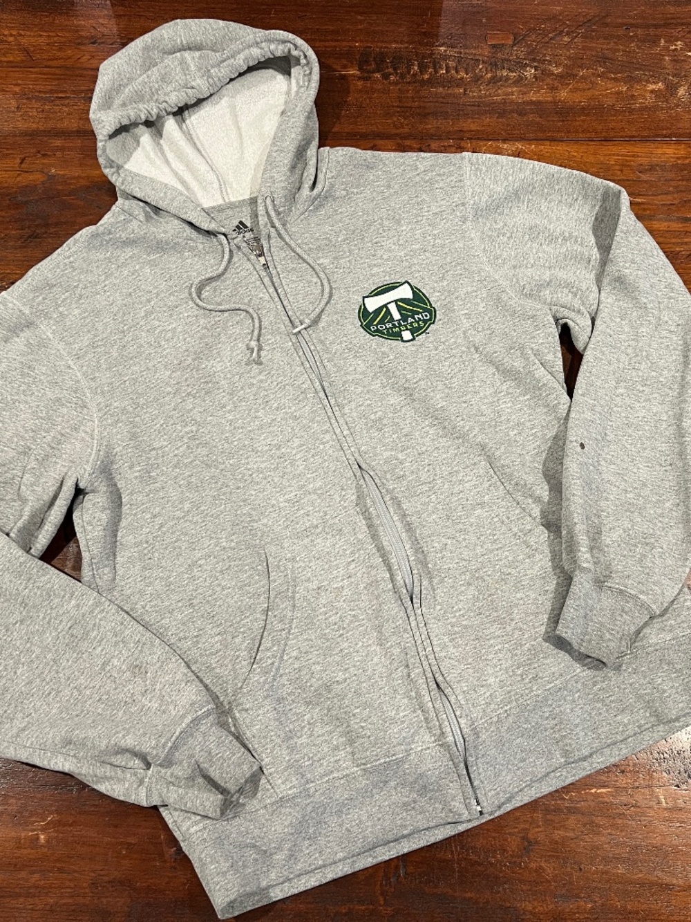 Vintage Adidas Portland Timbers Soccer Club Gray Zip Up Hoodie Sweatshirt S